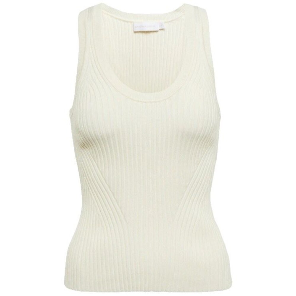 Jonathan Simkhai Liezel Rib Tank Top  Scoop Neck Ivory  Color Size L